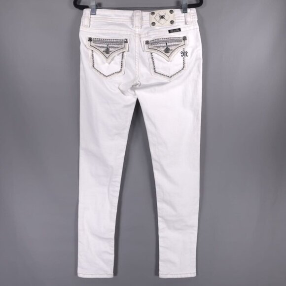 MISS ME SIGNATURE SKINNY White Jeans Embroidered JP7607S WT 01 Size 27 - Picture 2 of 14